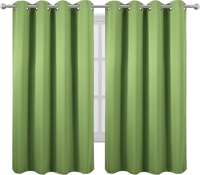 Blackout Curtains 52 x 63 inch/Light Green Curtains Set of 2 Panels/Thermal Insulated Room Darkening Bedroom Curtains