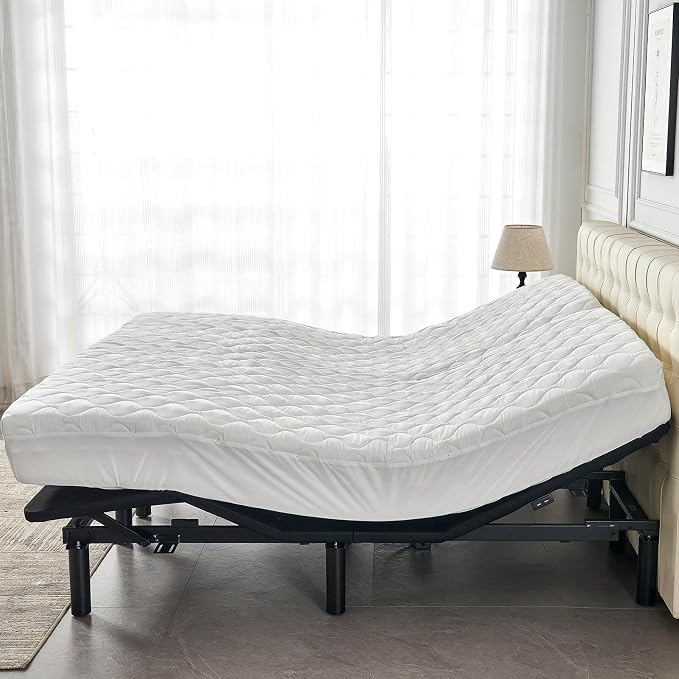 Kingnex Waterproof Split Top Cal King Mattress Protector for Adjustable Bed | Quilted Fitted Cover Pad for Partial Upper Flex 32-34 from Head 72x84 Mattress, Soft Brushed Microfiber Surface