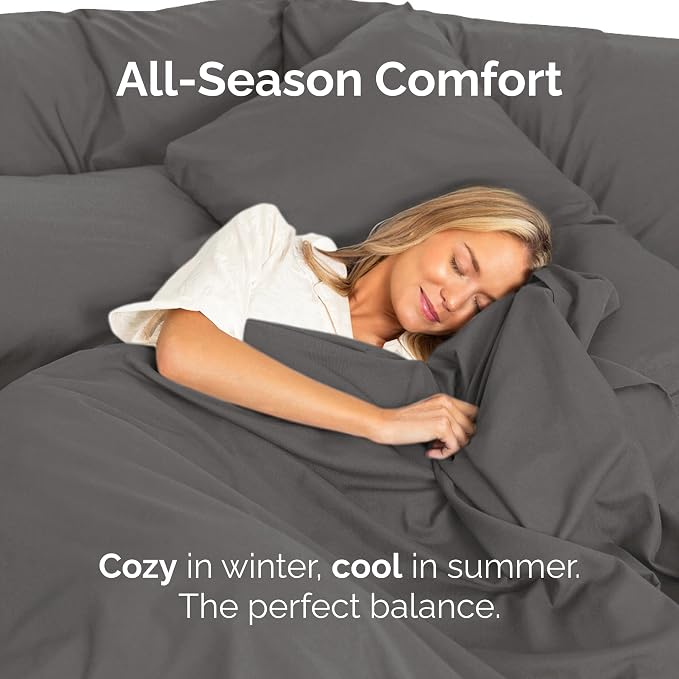 Full Flat Sheet - Single Top Flat Sheet Only - Soft & Cooling - Charcoal | Hotel Luxury Top Flat Sheet Only, Ultra-Soft, Breathable & Cooling, Fade & Wrinkle Free, Easy-Care, Stain & Shrink Resistant
