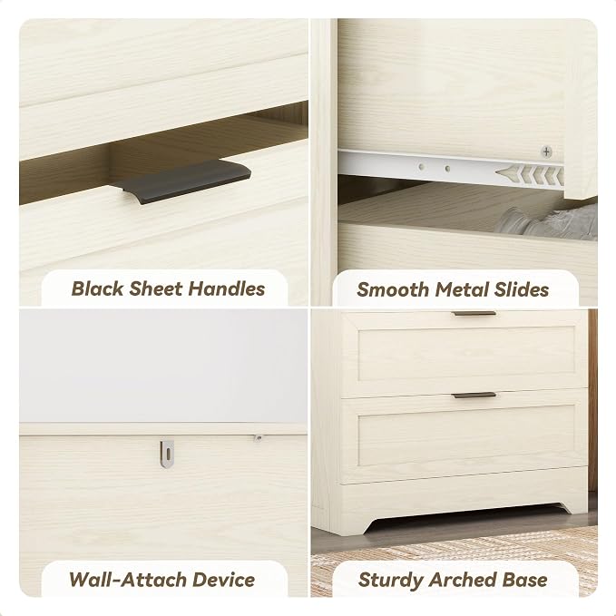 4 Closet Dresser, Farmhouse Dressers & Chests of Drawers, Light Oak | Wooden Storage Cabinet with Large Storage, Tall Dresser and Organizer with Anti-Tip Kit for Office, Living Room, Entryway