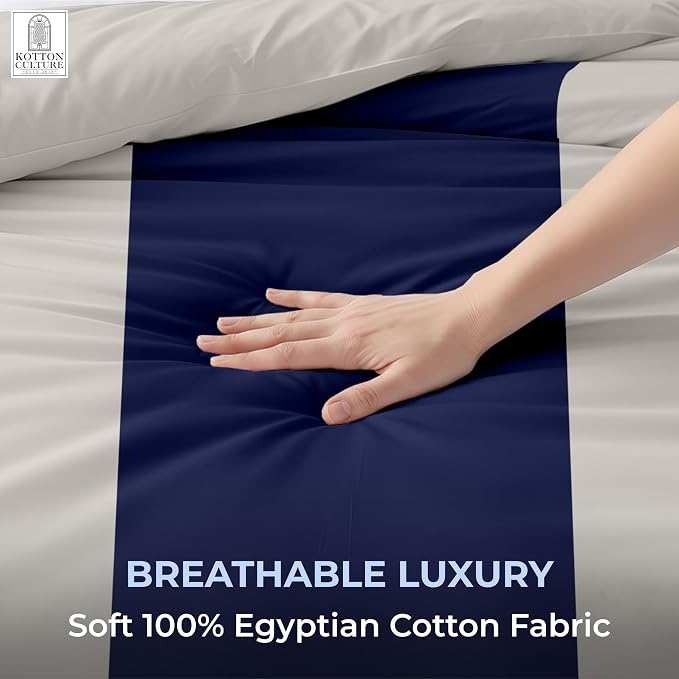 1 Pc California King Size Duvet Cover Only -100% Egyptian Cotton 600 Thread Count Ultra Soft Premium Durable Comforter Cover Zipper Closure & Corner Ties (Dashing Blue,104"x98")