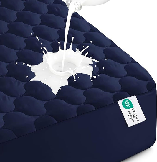 Utopia Bedding Waterproof Mattress Protector, King Mattress Pad, Noiseless Quilted Fitted Cover with Deep Pocket Stretches up to 16 Inches (Navy) | Deep Pockets fits upto 16" Deep, 100% Waterproof Mattress Cover Soft Breathable & Noiseless Mattress Top...
