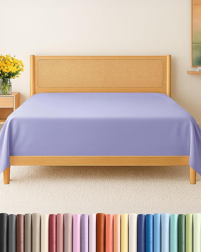 Twin Flat Sheet - Single Top Flat Sheet Only - Soft & Cooling - Lavender | Hotel Luxury Top Flat Sheet Only, Ultra-Soft, Breathable & Cooling, Fade & Wrinkle Free, Easy-Care, Stain & Shrink Resistant