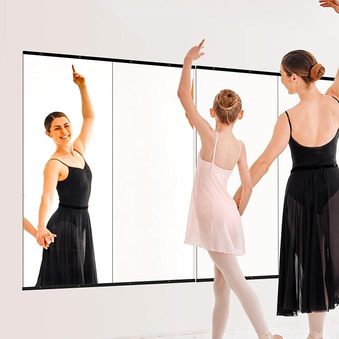 Home Gym Mirror for Wall, 60x25x2PCS Frameless Full Length Mirror, Black | HD Shatterproof Glass, Easy Wall Mount, Large Body Mirrors for Home Gym, Workout, Bedroom, Garage
