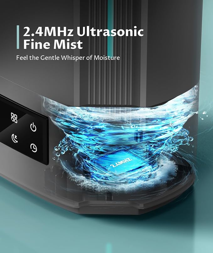 BREEZOME 6L Humidifier for Bedroom Large Room Smart Humidistat Control | 60H Runtime,25dB Quiet, Essential Oil Diffuser, Top Fill Ultrasonic Cool Mist Humidifiers for Baby, Plants, Nursery
