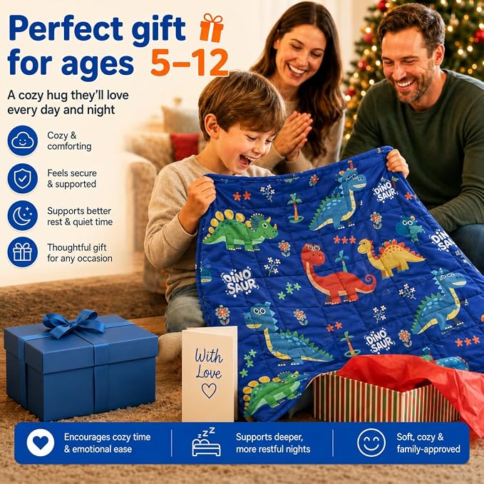 Dinosaur Weighted Blanket 3lbs Small Weighted Lap Pad Gifts, 20"x30" | Dinosaur Heavy Throw Blanket, Breathable Cooing Mini Blanket, 3lbs Small Lap Blanket, Fun Birthday Gift For Dinosaur Lovers
