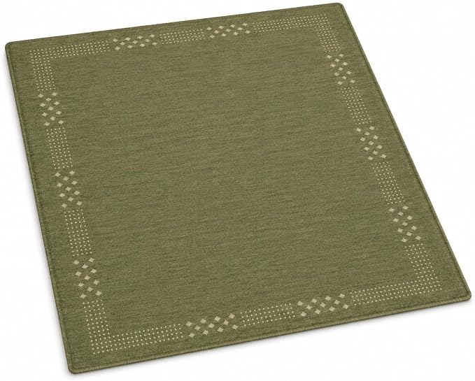 HAND KNOTTED LOOM WOOL ECO-FRIENDLY AREA RUGS - 10'x10', Square Shape, Green Color, Contemporary Modern Design, High Pile Thick Handmade Anti Skid Area Rugs for Living Room, Bed Room (L00530)