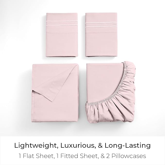 Mellanni Iconic 4-Piece, Ultra Soft Sheet Set (Full, Blush Pink) | 10M+ Sleepers. Lab-tested: Sleeps Cool, Stays Bright, Strong, Smooth. Good Housekeeping Best Bedding, 7 yrs running.