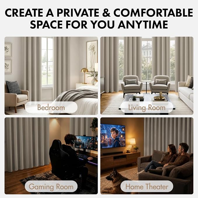 MIULEE Cobblestone Blackout Curtains 4 Panels Set 72 Inch Length Bedroom | Thermal Curtains for Summer Heat, Light Blocking Privacy Window Drapes, Top&Bottom Rod Pocket