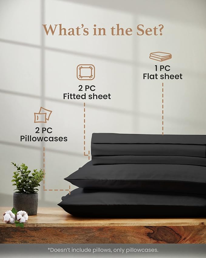 Good Sleep Bedding Split King Sheets Sets for Adjustable Bed, 5 Piece, 100% Egyptian Cotton Bed Sheets for Adjustable Bed, Sateen Weave, 16 Inch Deep Pocket Bed Sheet - Dark Gray