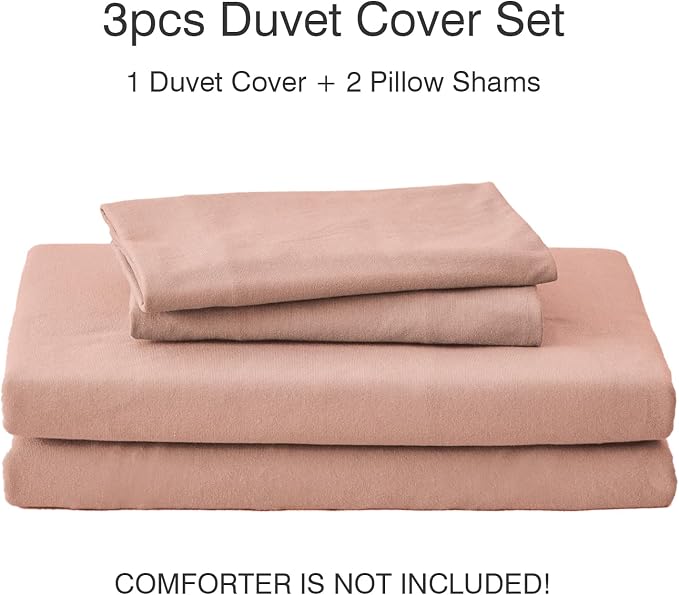 PURE ERA Jersey Knit Sheet Set Solid Petal Pink California King | 100% Cotton, 3 Piece Set, T Shirt Soft, Breathable, Envelope Closure Pillowcases, Hidden Zipper, 8 Ties, No Insert, Modern