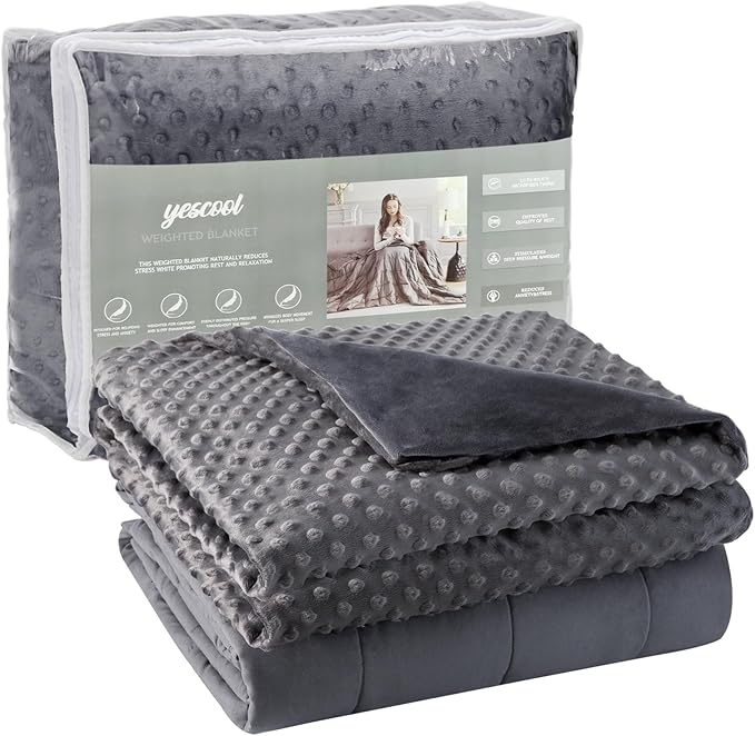 yescool Weighted Blanket with Cover (10 lbs, 41" x 60", Charcoal Gray) Heavy Blanket for Sleeping Perfect for 60-90 lbs, Breathable Blanket with Premium Glass Bead, Machine Washable