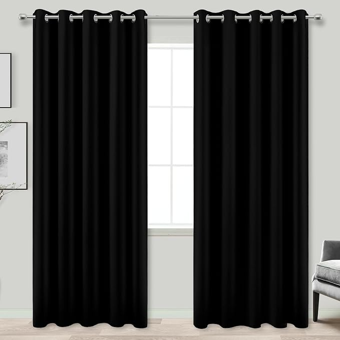 KOUFALL Extra Wide Curtains Black Out 72 x 96 Inch Long 2 Panels Set, 8FT Floor to Ceiling Length Grommet Thermal Curtains for Bedroom Living Room