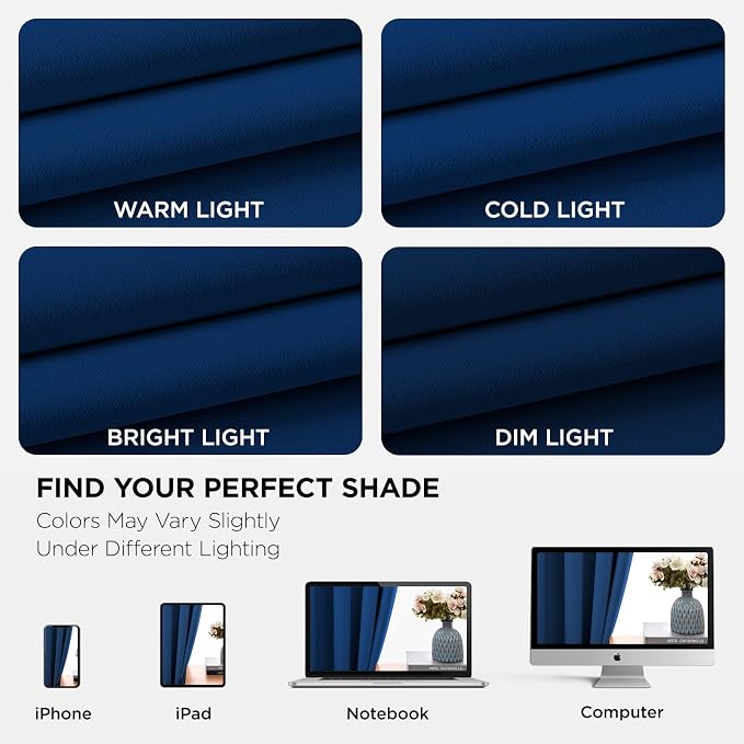 Joydeco Blackout Curtains 84 inches Long 2 Panels Set, Thermal Insulated Long Curtains & Drapes 2 Burg, Room Darkening Grommet Drapes for Bedroom Living Room Windows (W42 x L84 Inch, Royal Blue)