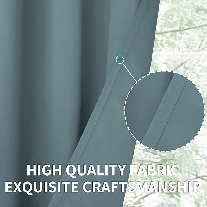 BGment Stone Blue Blackout Curtains for Bedroom 72 Inch Long - 2 Panels | Grommet Top, Black Out, Room Darkening, Sunblock, Thermal Insulated, Window Drapes for Kids Boys Room, 42x72 Inch