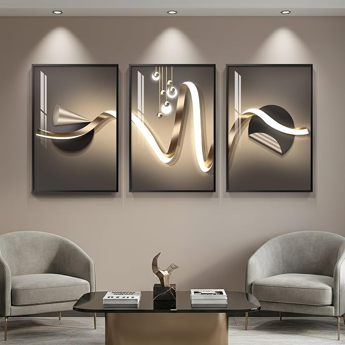 Cuspin Large Modern Luxury Black and Gold Wall Art, 3 Piece 24x36 In | Abstarct geometric pictures, Crystal coating art prints, Elegant wall art for living room bedroom dining room hallway office
