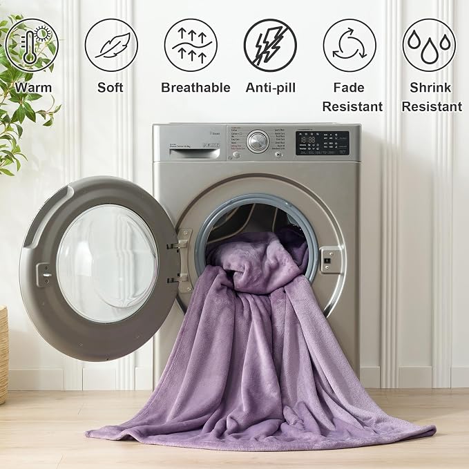 Hansleep Full Fog Purple Fleece Blanket, Soft Flannel Bed Blanket | Fuzzy Cozy Blanket 84x90 Inches, Multi-use for Bed, Sofa, Couch, Travel, Camping, All Season Warm Lightweight Cover