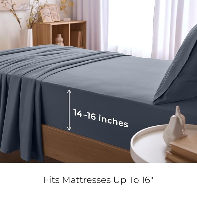 Mellanni Iconic 3-Piece, Ultra Soft Sheet Set (Twin, Mineral Gray) | 10M+ Sleepers. Lab-tested: Sleeps Cool, Stays Bright, Strong, Smooth. Good Housekeeping Best Bedding, 7 yrs running.