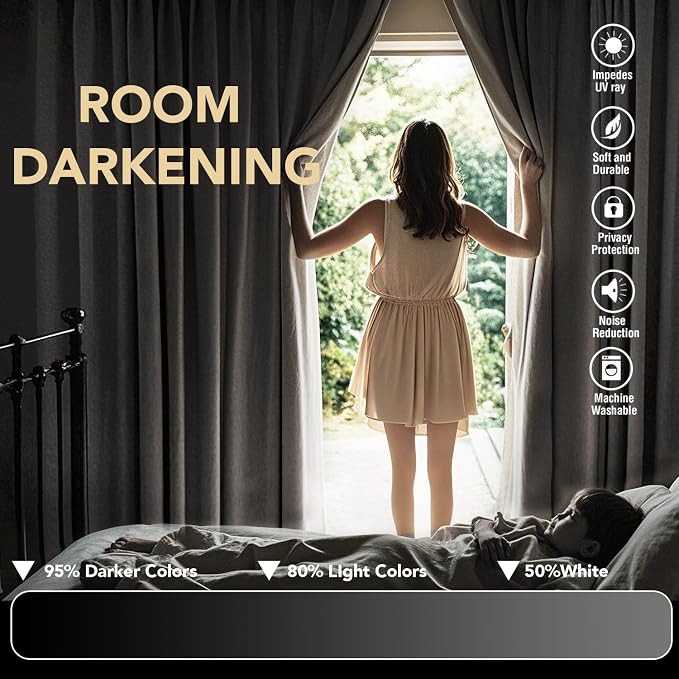 H.VERSAILTEX Blackout Curtains Thermal Insulated Window Treatment Panels Room Darkening Blackout Drapes for Living Room Back Tab/Rod Pocket Bedroom Draperies (2 Panels, Pale Oak, 52 x 84 Inch)