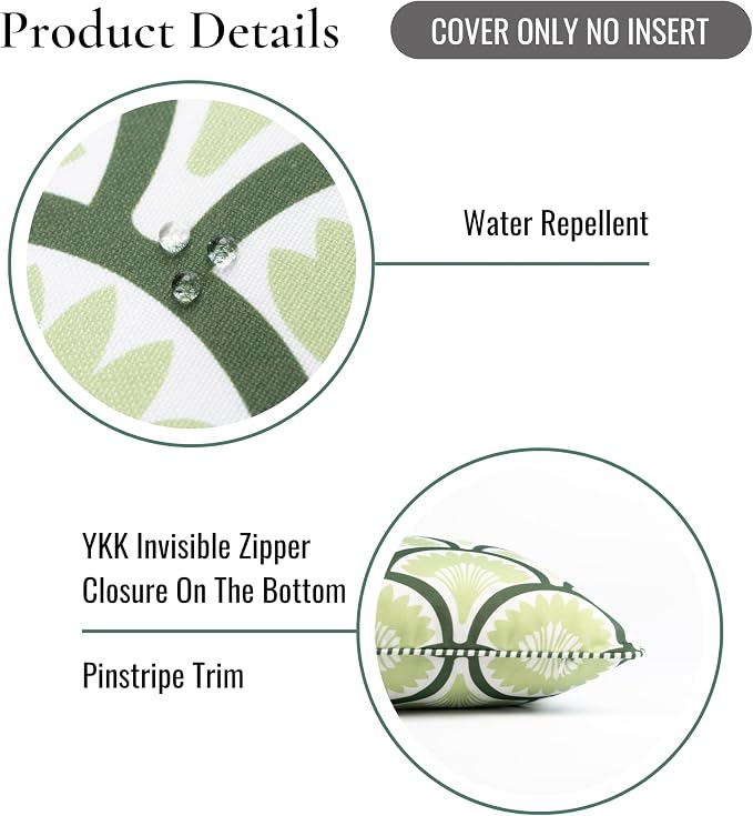 Hofdeco Premium Coastal Patio Indoor Outdoor Lumbar Pillow Cover Only, 12"x20" Water Repellent for Backyard, Couch, Green Print Tropical Ravenala Palm Tree