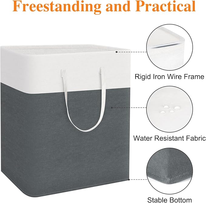 TasticTotes Laundry Basket 3-Pack, Laundry Hamper, 100L-Grey | Clothes Laundry Hamper, Collapsible Laundry Basket, Freestanding laundry hamper with Handles for Home or Dorm
