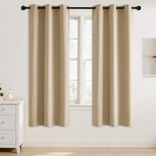 NICETOWN Beige Room Darkening Curtains 72 Inches Long 2 Panels for Living Room, Bedroom, Nursery Summer Thermal Insulated Blackout Drapes Grommet Noise Reducing Window Curtains, W40