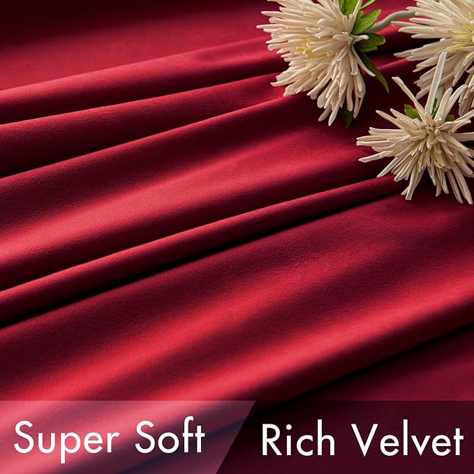 MIULEE Velvet Curtains 52x84 inches 2 Panels Red Blackout Curtains | Luxury, Christmas Decor, Bedroom Living Room, Thermal Insulated, Super Soft Window Drapes, Rod Pocket & Back Tab