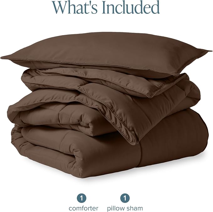 Bare Home Comforter Set - 1800 Ultra Soft (Twin/Twin XL, Cocoa) | All-Season, Breathable, Hypoallergenic, Premium 1800, Warm, Cozy