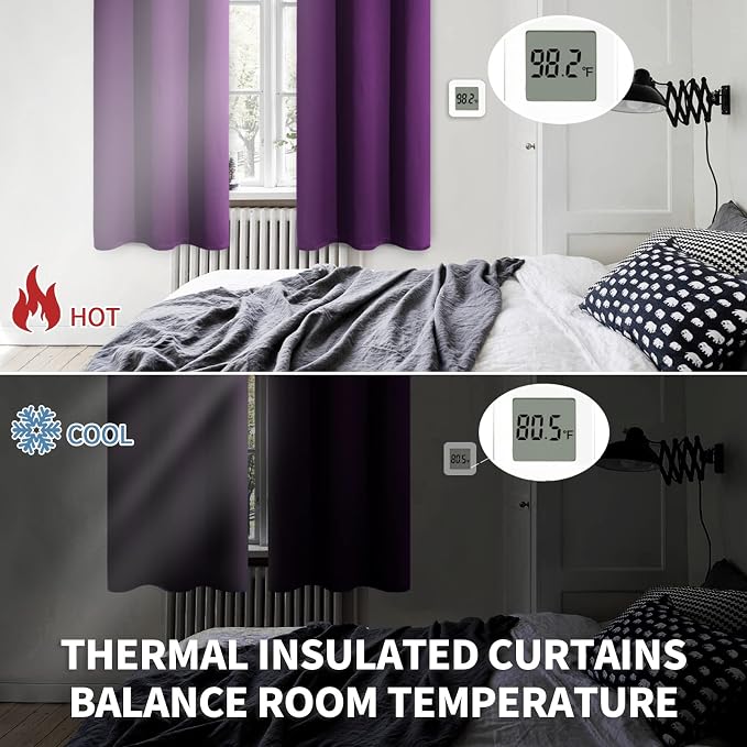 BGment Purple Blackout Curtains for Living Room 84 Inch Long - 2 Panels | Grommet Top, Black Out, Room Darkening, Sunblock, Thermal Insulated, Window Drapes for Bedroom, 70x84 Inch