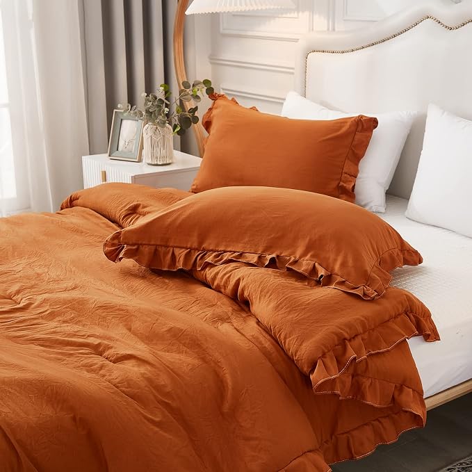 Merryword King Pillowcases Caramel Solid with Ruffles 2 Pack (King (20''x36''), Caramel)