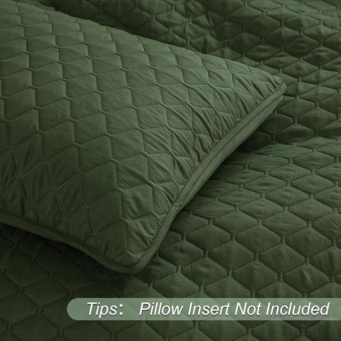 Exclusivo Mezcla Reversible Twin Quilt Bedding Set, Olive Green | Lightweight Bedspreads with 1 Pillow Sham, Soft Microfiber, All Season Bed Coverlets for Dorm Bedroom Guest Room, 68x88 Inch