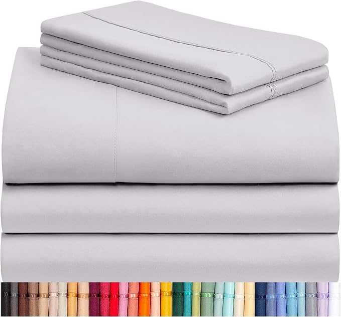 Split King Sheets for Adjustable Bed, Soft Deep Pocket Bed Sheets Set, 5PC | LuxClub Silky Fitted Sheet & Pillowcase Sets, Breathable Hotel Luxury Bedding for Mattress Wrinkle Free, Dove Gray
