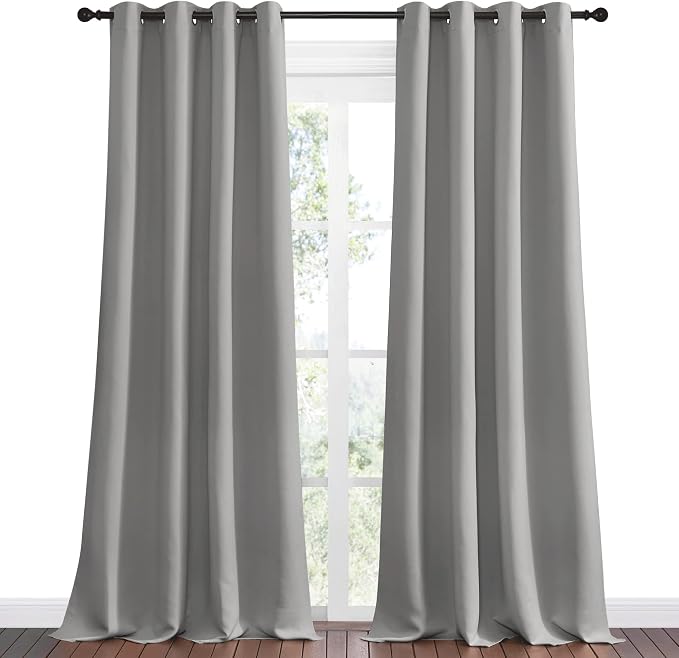 NICETOWN Silver Grey Room Darkening Curtain Panels 102" Long for RV, 55" Width, 2 Panels, Play Room, Studio, Heat Block Out and Keep Warm Drapes Window Treatment Drapes for Doorway Entryway Patio | 102" Long for RV, Play Room, Studio, Heat Block Out an...