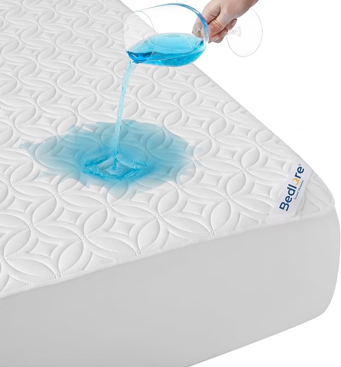 BEDLORE Waterproof Mattress Protector, Queen Size Mattress Pad Noiseless | Deep Pockets Fit 6"-18" Mattresses, Soft Breathable Dirt-proof Bed Mattress Cover Washable for Home, Bedroom, Hotel (White)
