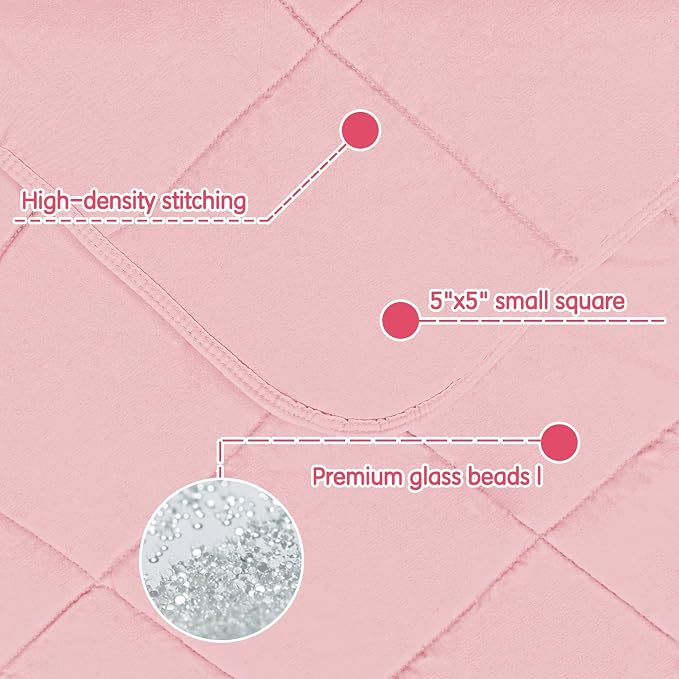 yescool Weighted Blanket (5 lbs, 36" x 48", Pink) Cooling Heavy Blanket, Perfect for 40-60 lbs, Breathable Throw Blanket Gifts with Premium Glass Bead, Machine Washable