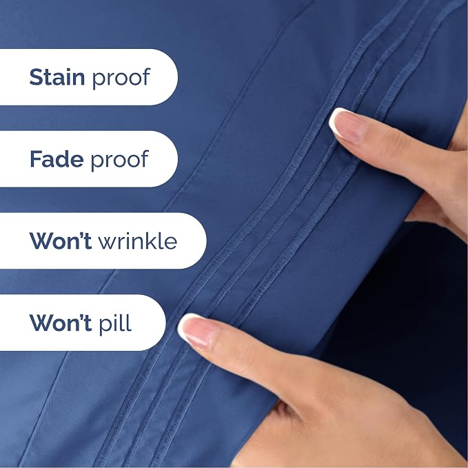 Queen Size 4 Piece Sheet Set - Ultra Soft & Cooling Sheets - Cobalt Blue | Fits 8 Inch to 16 inch Mattress, Wrinkle Free & Fade Resistant with Deep Pockets, Breathable, Comfy Hotel Luxury Bedding