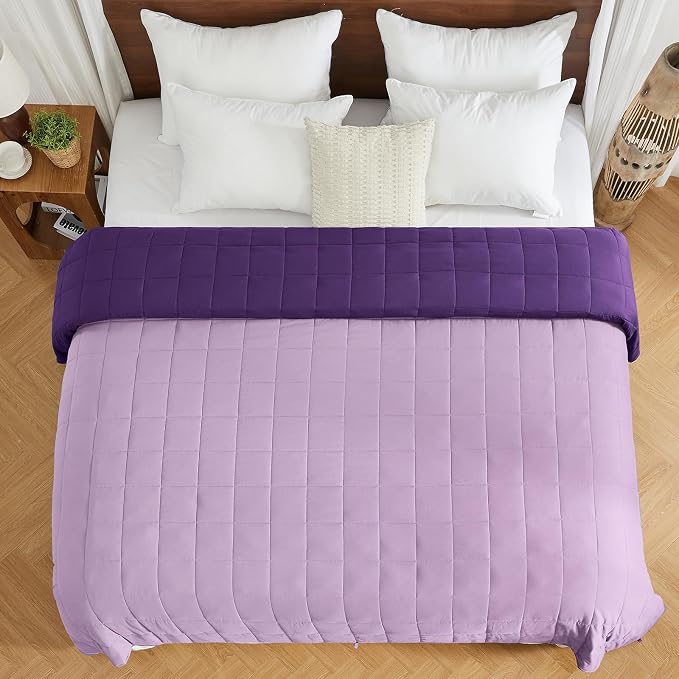 King Size Weighted Blanket for Adults (25 lbs, 80” x 87”, Purple) Cooling Heavy Blanket for Sleeping Perfect for 240-260 lbs, Breathable Blanket for Adults & Couple All Season, Machine Washable