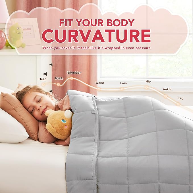 CuteKing Weighted Blanket - Weighted Blanket with Premium Glass Beads - Breathable Heavy Blanket for Comfortable Rest - Thick Blanket All Season (10lbs, 40"x60", Light Grey)