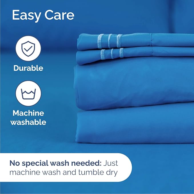 Cal King Size 4 Piece Sheet Set - Breathable & Cooling Sheets - Royal Blue | Hotel Luxury Bed Sheets for Women & Men, Deep Pockets, Easy-Fit, Extra Soft & Wrinkle Free Sheets, Oeko-Tex Bed Sheet Set
