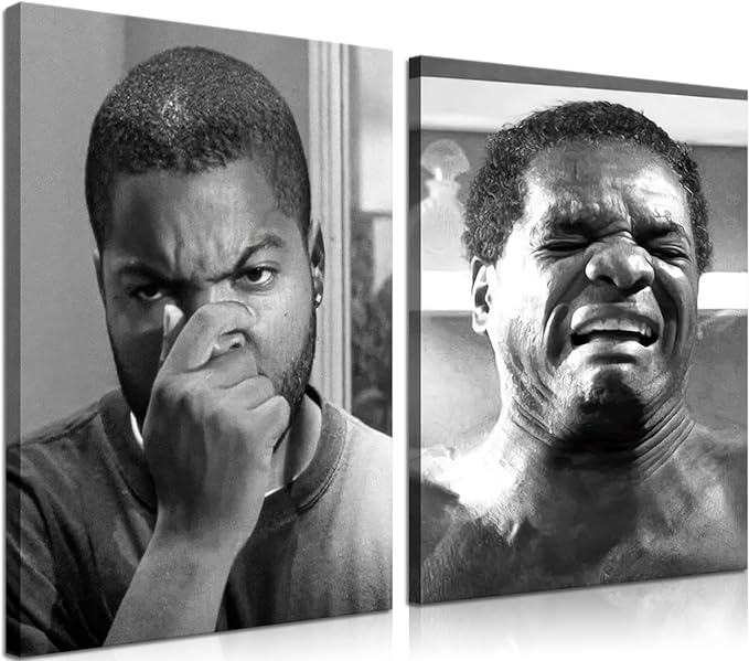 Framed Funny Bathroom Canvas Wall Art Set of 2 - Black and White Vintage Comedy Movies Posters, Funny Toilet Humour Smell Wall Decor Prints for Bathroom Decor 16x24in