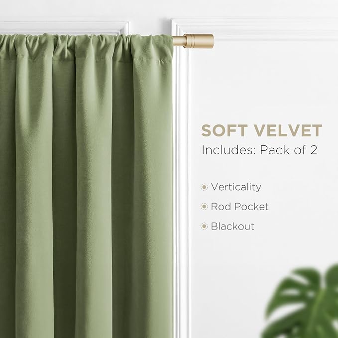 Joydeco Velvet Blackout Curtains Black Out Curtain 90 Inch Drapes | for Bedroom Living Room, Heat and Light Blocking, Thermal Insulated Luxury Heavy Duty Curtain 2 Panels Back Tab&Rod Pocket