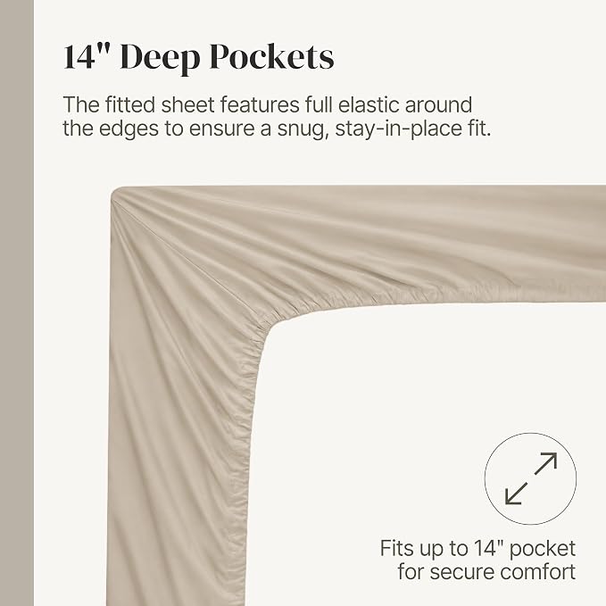 Modern Threads Soft Microfiber Solid Sheets - Luxurious Microfiber Bed Sheets - Includes Flat Sheet, Fitted Sheet with Deep Pockets, & Pillowcases Khaki Twin