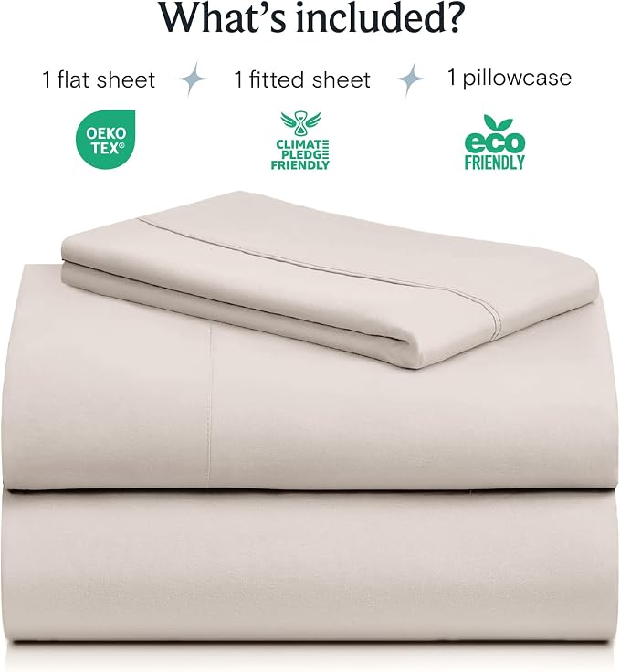 LuxClub Twin Size Sheets Set, Cooling & Soft Deep Pocket Bed Sheets, 3PC | LuxClub Silky Fitted Sheet & Pillowcase Sets, Breathable Hotel Luxury Bedding for Mattress Wrinkle Free, Linen