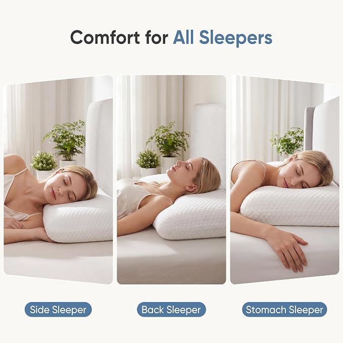 Sweetcrispy Cooling Gel Memory Foam Pillows for Sleeping, Back and Side Sleeper Support, Standard Size and Medium Firm, Bed Pillows for Adults with Washable Cover and Breathable Mesh – 2 Pack, White