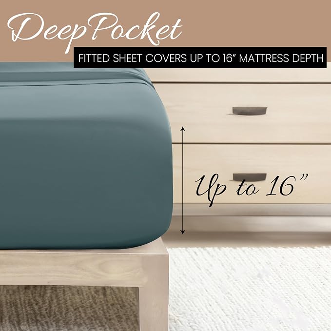 Linen Market Bed Sheets for King Size Bed (Ocean) - Sleep Better Than Ever with These Soft and Cooling King Sheets - Deep Pocket Fits 16" Thick Beds - 4 Piece King Sheet Set
