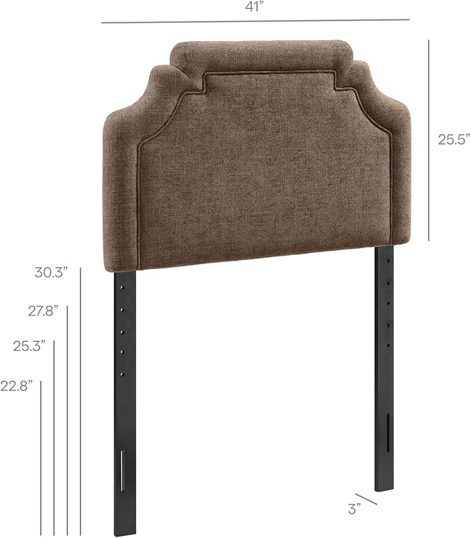 Modway Magnolia Twin Size Upholstered Fabric Headboard in Mocha - Padded Cushioned Headboard with Woven Heathered Upholstery and Adjustable Mounting Positions