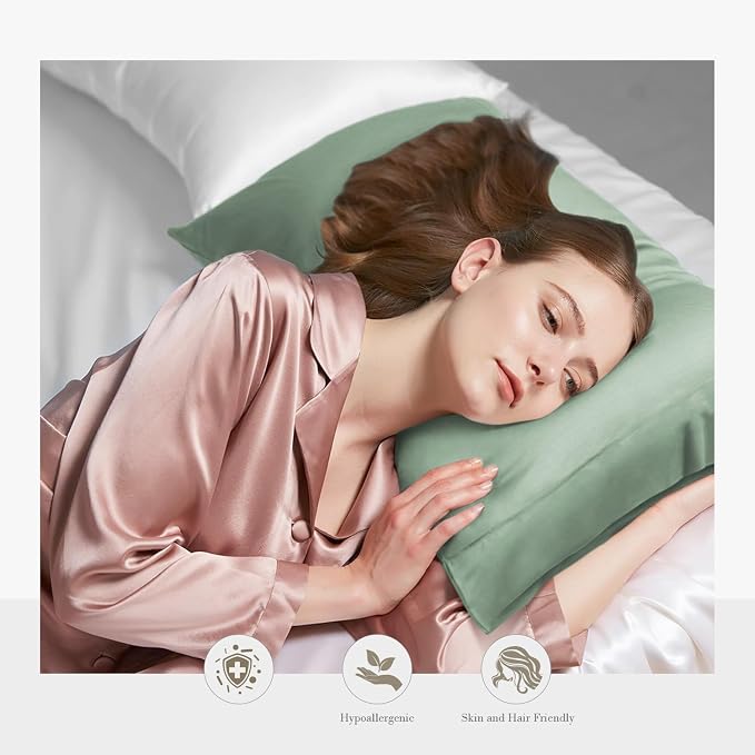 WishSmile Standard Pillow Cases Cooling Pillowcases Set of 2 Breathable Cool Silky Soft Rayon Derived from Bamboo Fabric,Hair and Skin Friendly,Jade Green,20x26IN