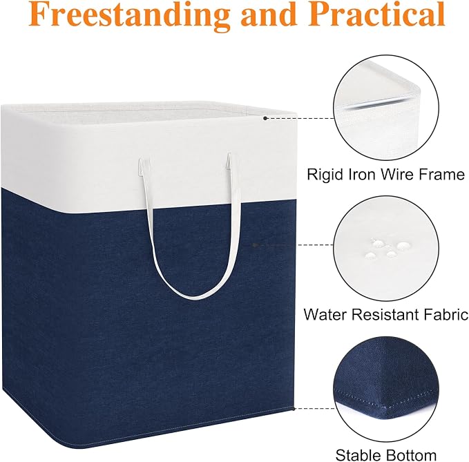 TasticTotes Laundry Basket 3-Pack, Laundry Hamper, 100L-Blue | Clothes Laundry Hamper, Collapsible Laundry Basket, Freestanding laundry hamper with Handles for Home or Dorm