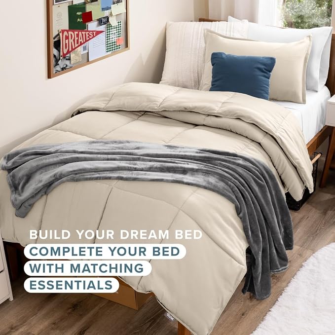 Bare Home Twin XL Sheet Set - 1800 Ultra-Soft (Twin XL, Sand) | Deep Pockets 6 to 15 Inches, Breathable, Hypoallergenic, Hotel Luxury, Easy Fit, Soft, All-Season