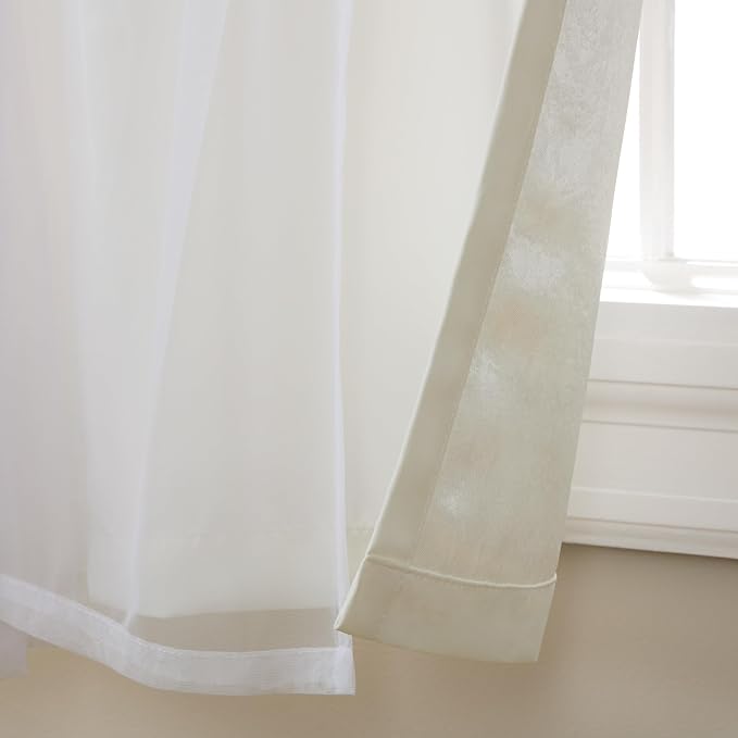TOWN & COUNTRY LUXE Talia Double Layer Indoor Curtains, Sheer and Room Darkening Blackout, Grommet Top, Energy Efficient, 2-Pack Set, 52"x108", Vanilla